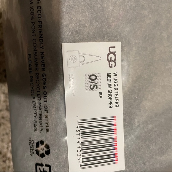 Ugg x Telfar Black Medium Shopping Bag. Suede with shearling trim - Picture 5 of 5